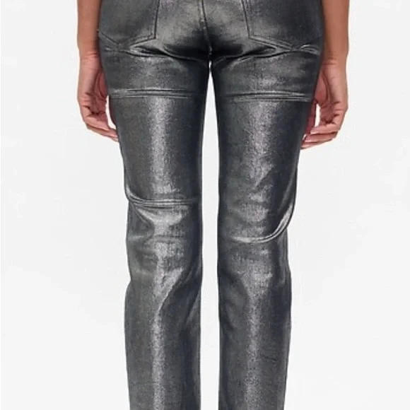GAP NWT Stunning Metallic Silver Shine Women's 90s Straight Jeans 26R - Picture 3 of 6